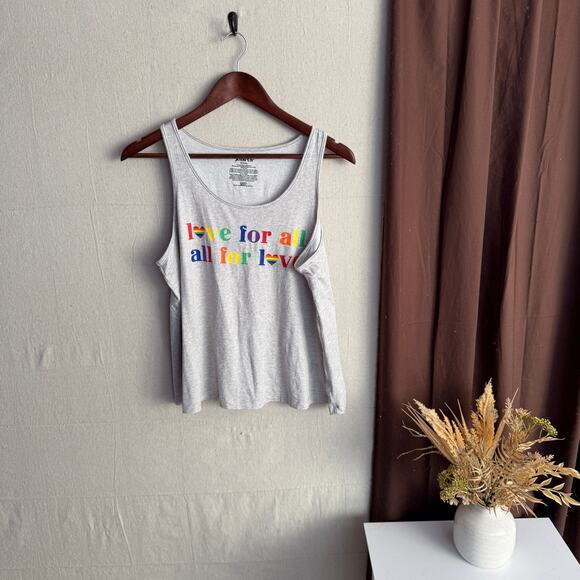 Joyspun Tank Top Size M 8 10 Gray Pride Flag Love For All Graphic Lightweight - Picture 1 of 8
